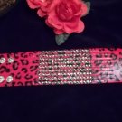 **Red Leopard print Rhinestone Leather Bracelet **Red Leopard print Rhinestone Leather Bracelet