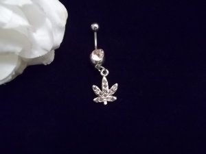 ***PINK Ice Weed Belly Button Piercing 14G