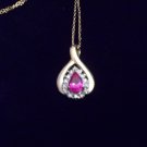 Beautiful 14K /925 Sterling Silver Simulated Pink Sapphire Necklace