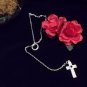 Beautiful Rhinestone Cross and Ring Necklace