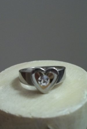 Two Tone Stainless Steel Heart Ring Size 8