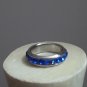 Blue Rhinestone Stainless Steel Band Size 6.5