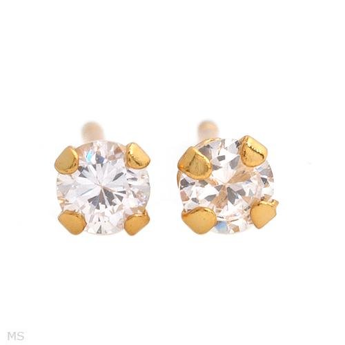 * CUBIC ZIRCONIA 14K GOLD PLATED/ 925 SILVER STUDS**