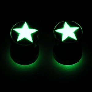 Glow in the Dark Star Cheater/Taper Earrings