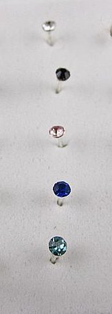 Single Crystal Nose Stud Assorted Colors 5Pack
