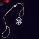 Oval 18K WGP Simulated Sapphire Necklace