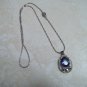 Oval 18K WGP Simulated Sapphire Necklace