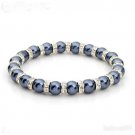 Gray Simulated Pearl and Crystal Stretch Bracelet