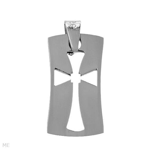 STAINLESS STEEL CROSS DOG TAG PENDANT
