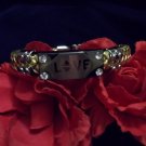 "LOVE" Gold Braided Leather Bracelet