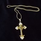 Stainless Steel Black and Gold Fancy Cross Necklace