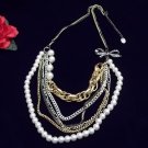 MULTIPLE LAYER PEARL and CHAIN NECKLACE