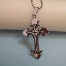 Stainless Steel White and Silver Fancy Cross Necklace