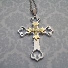 Fancy Stainless Steel Rhinestone Cross Necklace
