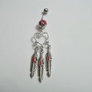 Red Feather Dream Catcher Belly Ring