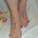 Teal Pearl and Daisy Barefoot Sandals