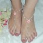 Pink Plumeria Cat Eye Barefoot Sandals Size 6-9