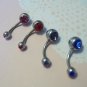 4 PACK CRYSTAL DOUBLE GEM BELLY PIERCING
