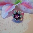 Shamballa / Disco Ball  Flower Beaded  Ring  Size 6-7