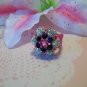 Shamballa / Disco Ball Flower Beaded Ring Size 6-7