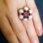 Shamballa / Disco Ball Flower Beaded Ring Size 6-7