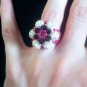 Shamballa / Disco Ball Flower Beaded Ring Size 6-7