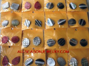 Sea Shell Earring Studs Abalone Mop Red Coral