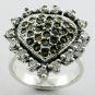 GORGEOUS GENUINE MARQUISATE & CREATED DIAMOND STERLING 925 SILVER RING