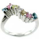 AMAZING CREATED MULTI GEMS STERLING 925 SILVER RING