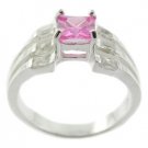 STUNNING CREATED PINK & DIAMOND STERLING 925 SILVER RING