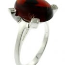 EXCELLENT CREATED GARNET & Diamond Sterling 925 Silver RING