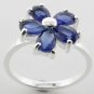 WONDERFUL CREATED BLUE SAPPHIRE STERLING 925 SILVER RING