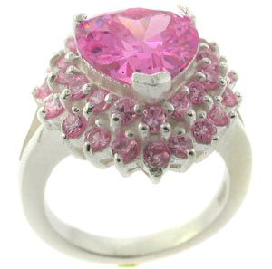EXCELLENT CREATED PINK STERLING 925 SILVER RING