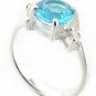 PRETTY 925 STERLING SILVER RING WITH CREATED  DIAMOND & BLUE TOPAZ