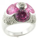 FASHIONABLE CREATED PINK & DIAMOND STERLING 925 SILVER RING