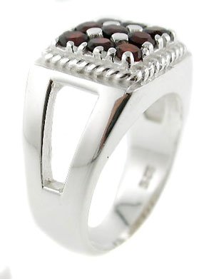 STUNNING GENUINE GARNET STERLING 925 SILVER MENS RING