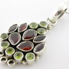 ADORABLE GENUINE TWIN COLOR GEM STERLING 925 SILVER PENDANT