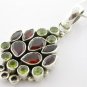 ADORABLE GENUINE TWIN COLOR GEM STERLING 925 SILVER PENDANT