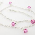BEAUTIFUL CREATED PINK 925 SILVER ANKLET