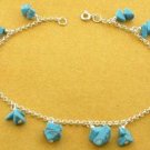 MODERN 925 STERLING SILVER ANKLET WITH CREATED TURQUOISE