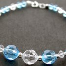 AMAZING CREATED AQUAMARINE & DIAMOND  925 Silver BRACELET