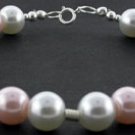 EXCELLENT CREATED PINK PEARL  925 Silver BRACELET