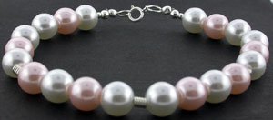 EXCELLENT CREATED PINK PEARL 925 Silver BRACELET