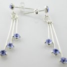 WONDERFUL CREATED BLUE SAPPHIRE STERLING 925 SILVER EARRINGS