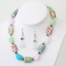 Pink Glass Necklace Set
