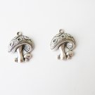 2 pcs Silver Mushroom Charms - B05568