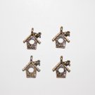 4 Pcs Bronze Birdhouse Charms