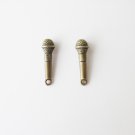 2 Pcs Bronze Microphone Charm -13590