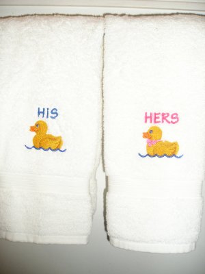His and Hers Hand Towels Duck Design