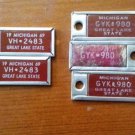 1969 Michigan Disabled American Veteran License Plate Key Tags Lot Of 5